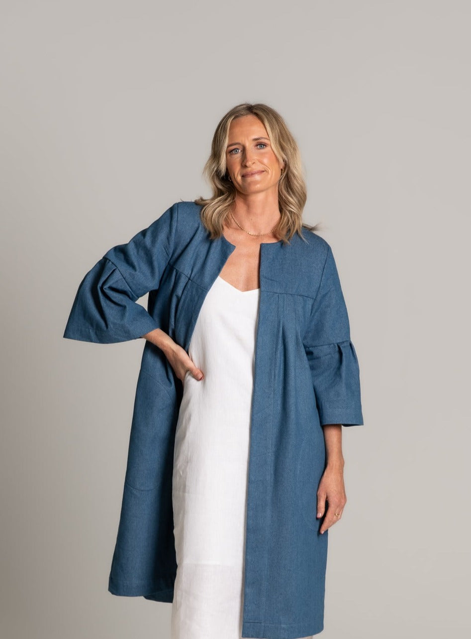 THE CALLIE COAT - BLUE DENIM