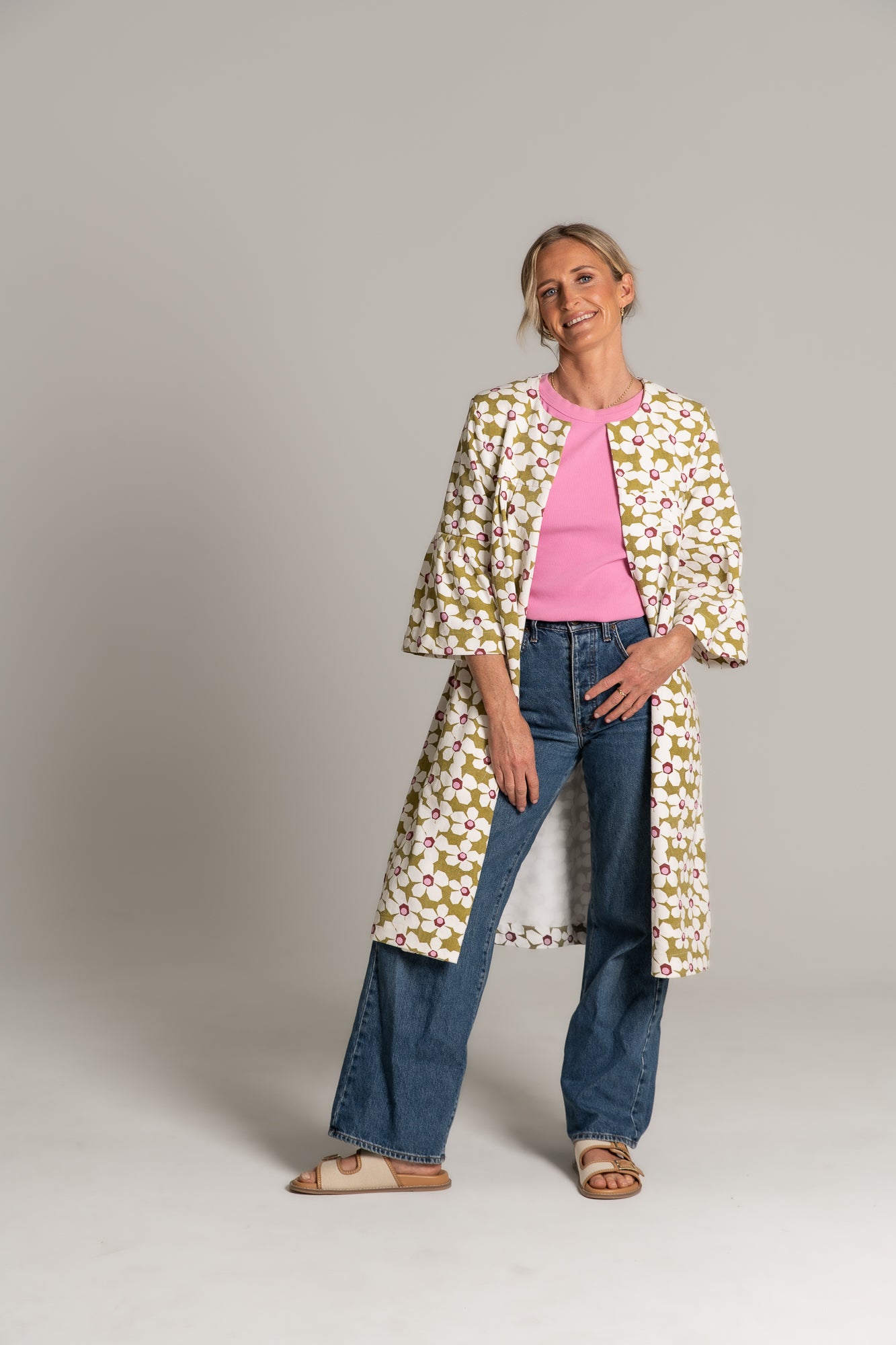 THE CALLIE COAT - FLORAL DENIM