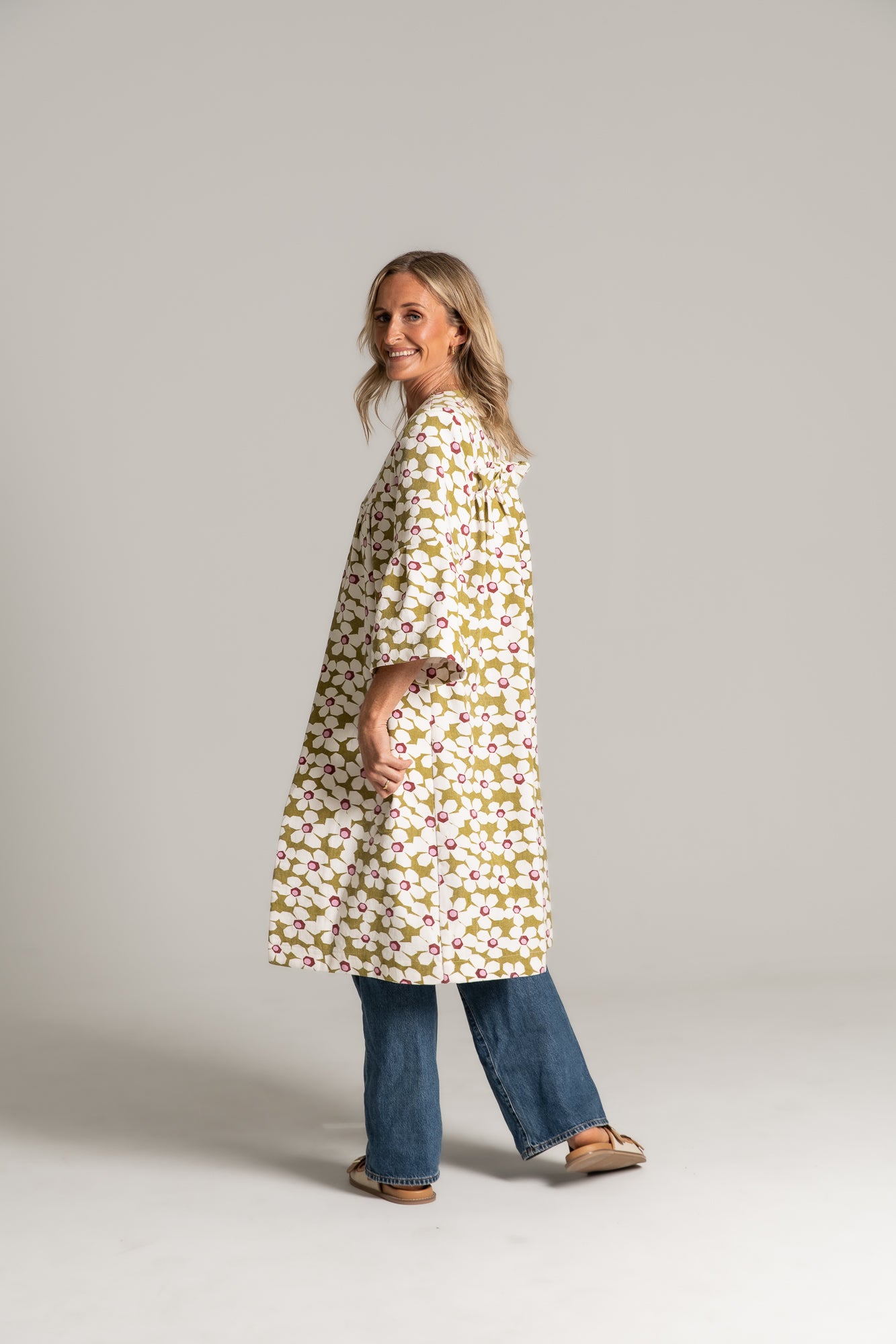 THE CALLIE COAT - FLORAL DENIM