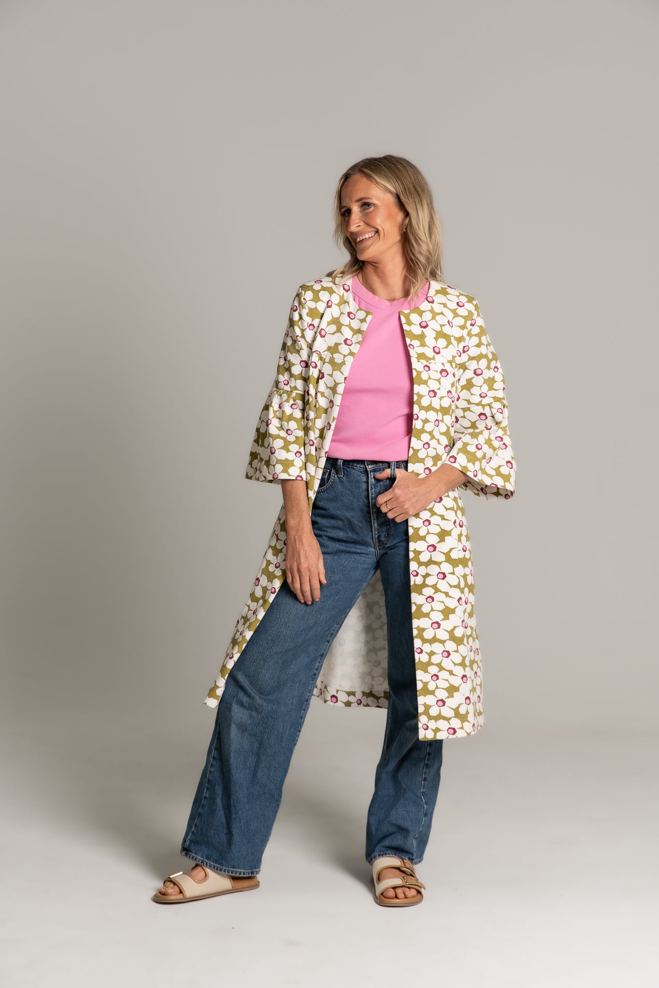 THE CALLIE COAT - FLORAL DENIM