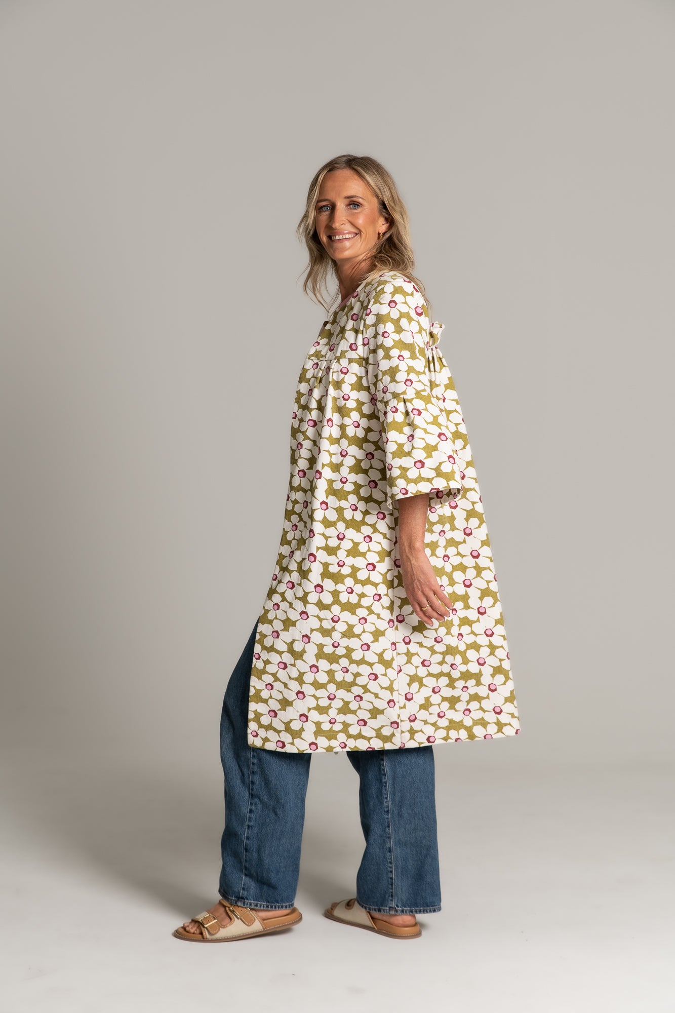 THE CALLIE COAT - FLORAL DENIM