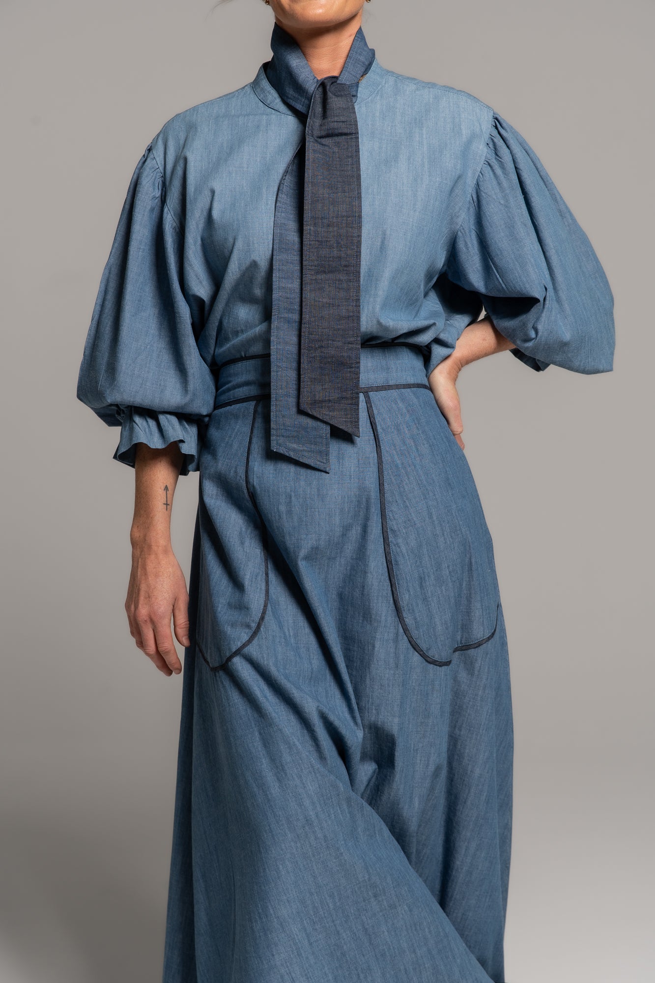 Harper Denim Skirt With Elastic Waistband DENIM HARPER SKIRT