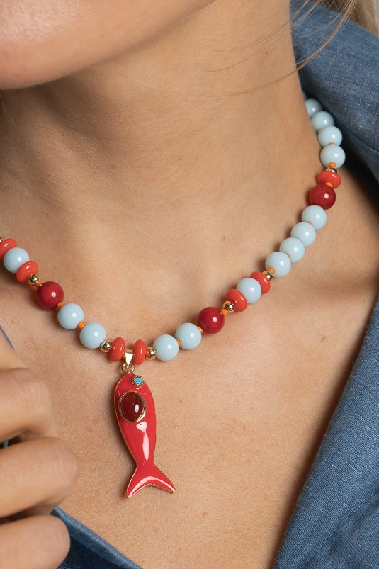 CORAL REEF FISH CHARM NECKLACE