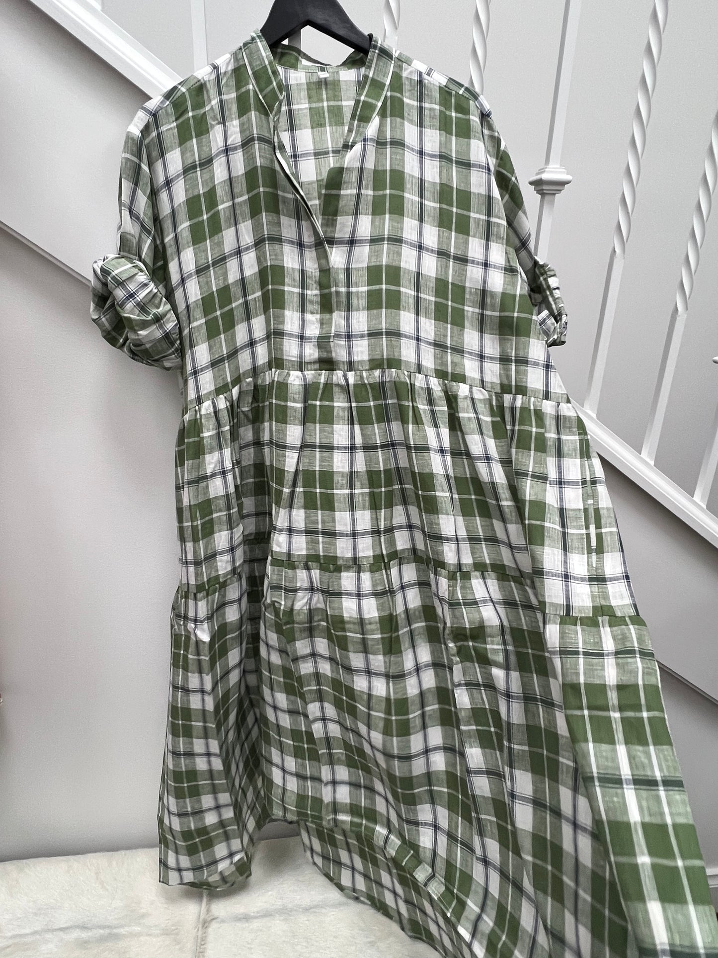 GREEN CHECK LINEN FRENCHY